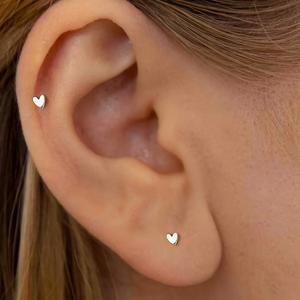 TEMU 0.5g 1쌍 925 스털링 실버 하트 러브 스터드 귀걸이, 결혼식 파티용 고급 주얼리, 신부 들러리 선물, 할로윈 선물|귀걸이