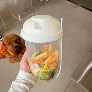TEMU 1pc 쉽게 사용할 수 있는 샐러드 설팅 컵 - 포크가 있는 누출 방지, BPA 프리 플라스틱 건강한 샐러드 컨테이너 - 피크닉, 점심, 학교용 - 주방 필수품, 샐러드 투고