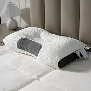 TEMU 1/2 인체공학적 디자인 베개 - 부드러운 조절 가능한 목 지지대, 저자극 폴리에스터 커버, 탈부착 및 세탁 가능, 등 통증 완화, 척추 정렬 베개, 부드러운 질감, 목과 어깨 케어에 적합