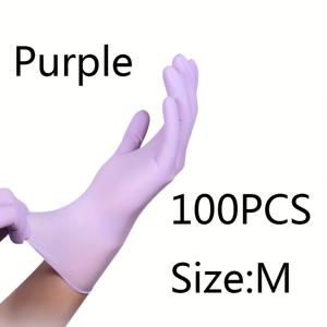TEMU 100/200개 일회용 보라색 니트릴 장갑 - 방수 및 오일 저항 PVC 장갑, 파우더 프리 라텍스 프리, 설거지, 헤어 염색, 타투, 애완동물 관리용 - 가정 및 전문가용