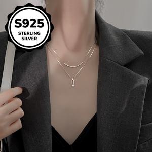TEMU 925 하이퍼알러지성 더블 스마일 여성 목걸이 고급 가벼운 고급 선물, 여자 친구, 가장 친한 친구, 어머니의 날 선물, 모든 계절 선물에 적합, 산화 방지 보관함 포함|은목걸이