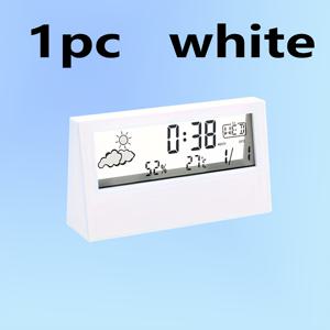 TEMU LED 무소음 스마트 디지털 날씨 시계 온습도계 - 투명 디자인, 알람 기능, 날짜/주간 표시, AAA 배터리 구동 (배터리 미포함), 내구성 플라스틱 소재, 홈 & 오피스용 - 침실, 학교, 기숙사, 주방 등 5가지 장면에 적합