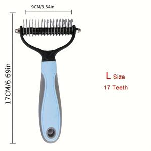 TEMU 펫 털 빗질용 나이프, 강아지 그루밍 및 탈모 도구, 고양이 털 제거 빗, 양면 애완동물 용품, 4계절 사용 가능한 개빗