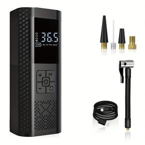 TEMU LCD 디스플레이가 있는 휴대용 무선 타이어 공기 펌프 압축기, 4가지 인플레이션 모드, USB-C 충전식 18650 배터리 - 자동차, , 스포츠 볼용, 차량 유지보수 도구, 내구성 있는 구조, 컴팩트한 디자인, 견고한 제작, 차주를 위한 타이어 공기 펌프|타이어