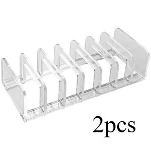 TEMU 2pcs 투명 플라스틱 메이크업 정리함, 아이섀도우 팔레트 및 블러시용, 다중 컴파트먼트 화장품 보관 랙, 전원 필요 없음, 카운터탑 욕실 화장대 정리함, 가정 및 여행용, 화장대 데스크, 투명 디자인, 내구성 구조