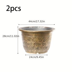 TEMU 2개 세트 빈티지 플로럴 레진 화분: 44cm, 내구성 강함, 실내/야외 사용 가능, 배수 구멍 없음 (드릴링 가능) - 수초, 연꽃 또는 물레나물에 적합