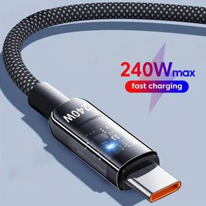 TEMU NNBILI 240W LED 고속 충전 케이블, USB to Type-C 충전기 케이블, 삼성 화웨이 샤오미 VIVO 초고속 충전 지원 데이터 전송 가능, 길이 0.82ft부터 6.56ft까지|C타입충전기