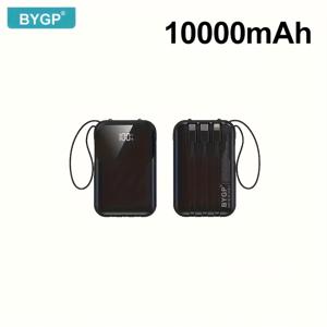 TEMU 초고속 충전 모바일 파워뱅크 10000mAh - 아이폰 PD 18W 및 QC2.0/22.5W 지원, 케이블(USB-A/Type-C/mccio) 포트, LED 디스플레이, 야외 캠핑 비상 백업 배터리 팩|보조배터리|보조배터리20000