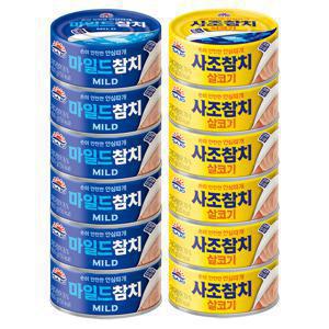 TEMU 사조 살코기 참치 100g*6개+마일드 참치 100g*6개