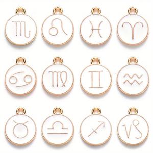 TEMU 12 별자리 양면 떨어지는 오일 작은 펜던트 DIY 보석 액세서리 보석 이어링 목걸이 팔찌 만들기