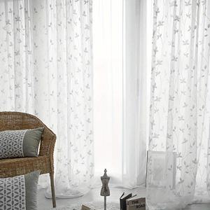 TEMU 1pc 간단한 자수 깎아 지른 커튼, 목가적 인 스타일 포도 나무 자수 창 커튼, 반투명 분기 잎 패턴 커튼, 막대 포켓, 거실 침실 홈 장식에 적합