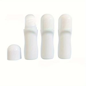 TEMU 3개 화이트 플라스틱 롤러 병, 30ml/50ml - 에센셜 오일, 향수, 데오도란트용 리필 가능 & 누수 방지 - 부드러운 롤러 볼 애플리케이터, 타원형, 손세탁 전용 - 여행 및 DIY 화장품, 로션 여행용 병에 이상적