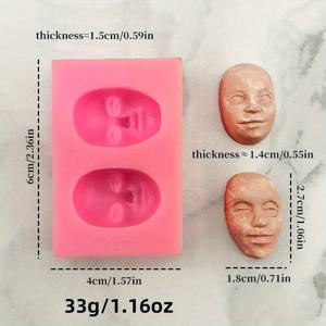 TEMU 1개 얼굴 모양의 실리콘 몰드, DIY 푸딩을 위한 3D 퐁당 몰드 초콜릿 캔디 디저트 거미 수제 비누 아로마테라피 양초 석고 폴리머 클레이 아이스 큐브, 제빵 기구, 케이크 장식 용품, 베이킹 용품, 주방 용품