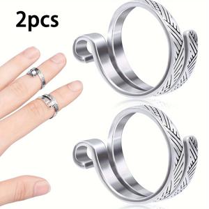 TEMU 2pcs 뜨개질 크로셰 루프 링, 손가락에 맞춰 조절 가능한 뜨개질 루프 크로셰, 빠른 뜨개질을 위한 손가락 실 가이드