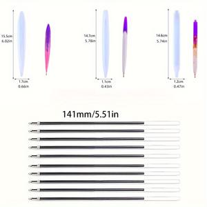 TEMU 13개 조합 볼펜 모양 실리콘 몰드, 에폭시 수지 DIY 펜 주조 몰드, 수제 공예, 보석 제작 도구 문구 실리콘 몰드