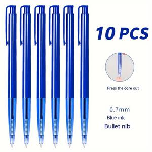 TEMU Deli-Bullet Tip 볼펜 세트, 세밀한 포인트 0.7mm, 파란색 잉크, 사무실 및 학교 용품, 문구, 10/60개