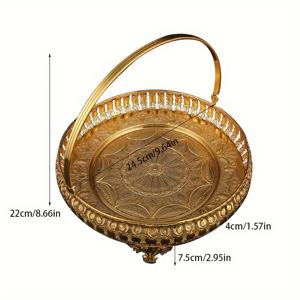 TEMU 1pc 창의적인 휴대용 금색 트레이, 패션 철 아트 장식용 보관 바구니, 가정 장식 장식품, 침실 거실 주방 액세서리, 방 장식 가정 장식