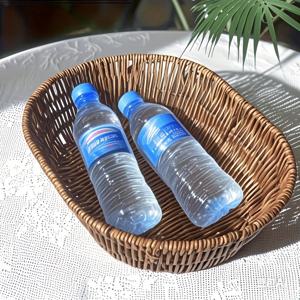 TEMU 수제 모조 라탄 짠 바구니, 과일, 사탕 및 빵용 - 튼튼한 플라스틱 공예 트레이