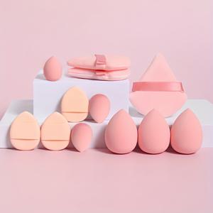 TEMU 12개 메이크업 스펀지 세트 - 삼각형, 미니 에어 쿠션 & 워터 드롭 블렌더 포함, 액체, 파우더 & 컨실러 파운데이션 완벽한 적용 - 무향, 수화성 폴리우레탄