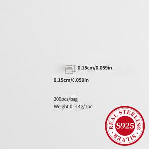 TEMU 925 스테인레스 실버 튜브 스페이서 200개, DIY 보석 만들기, 목걸이 및 팔찌 끝 캡, 공예 액세서리용 S925 로고 작은 직선 위치 지정 핀