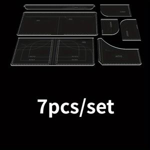 TEMU 7피스 DIY 아크릴 템플릿 세트, 짧은 지갑 인조 가죽 공예용 - 카드 슬롯, 동전 주머니 및 리치 텍스처 디자인의 투명 스텐실 패턴, 창의적인 바느질 프로젝트용 인조 가죽 공예 템플릿