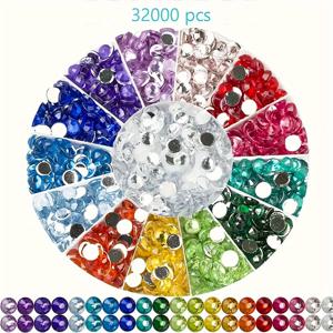 TEMU 32000개 2.8mm 직경 평평한 바닥 팁 인조 , 32가지 색상, 각 색상 1000개, 5D 페인팅 측정 , DIY 페인팅 키트, 페인팅 코스터, 키체인, 스틱 및 수제 의류, 네일 아트 등에 적합