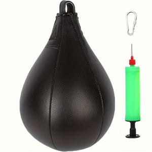 TEMU 노란 장갑이 있는 블랙 복싱 스피드 백 - 헤비듀티 인조 가죽, 내구성 및 휴대용 홈짐, 복싱 트레이닝, 카디오 운동, 복싱 액세서리, 세련된 디자인, 튼튼한 구조