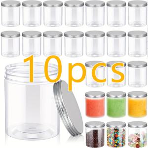 TEMU 10개 250ml 재사용 가능한 플라스틱 보관병, 은색 뚜껑 포함 - 누수 방지, 다용도 주방 용기, 식품 및 기타 용도