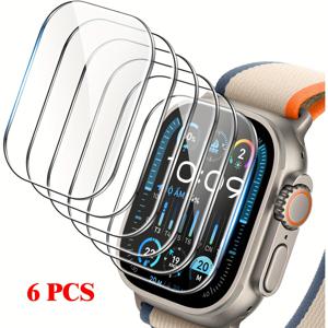 TEMU 애플 워치 울트라 2/울트라용 [6팩] 스크린 프로텍터 [49mm], 강화 유리 필름, 방지 스크래치, 고화질, 터치 감지[클리어]