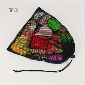 TEMU 5-팩 폴리에스터 메쉬 끈 봉투 - 포장 및 보관을 위한 끈 잠금 장치가 있는 재사용 가능한 그물 정리 파우치
