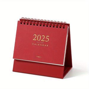 TEMU 1개 2025년 데스크 캘린더 - 파스텔 디자인, 일일 보기 및 메모 섹션, 중국어/영어 이중 언어, 사무실 계획 및 일정 관리에 완벽