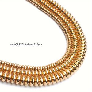 TEMU 110-190개 천연 골든 헤마타이트 플랫 론델 비즈 - DIY 주얼리 만들기용 광택 메탈릭 루스 비즈, 팔찌 & 목걸이용 - 남녀공용 고품질 선물, 반짝이는 마감, 반사 표면