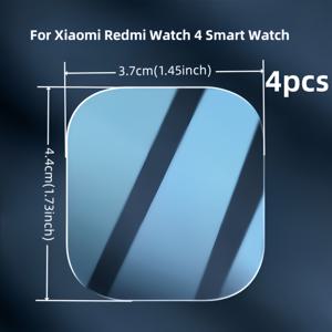 TEMU 4-Pack 9H 경도 강화 유리 스크린 프로텍터, 스마트워치, 고감도, 배터리 없음, 2.5D 아크 엣지, Xiaomi Redmi Watch 4 / Mi Band 8 Pro - 스크래치 방지 유리 필름 액세서리