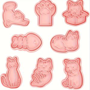 TEMU 8-피스 고양이 스타일 쿠키 몰드 세트 - 크리스마스, 할로윈, 하누카, 추수감사절, 죽음의 날 베이킹에 완벽합니다.