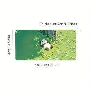 TEMU 판다 데스크 매트, 귀여운 대형 마우스 패드 - 미끄럼 방지 고무 바닥, 확장된 35.4x15.7 인치 사무실 키보드 매트 홈 & 오피스용, 장식적인 꽃 디자인, 여성을 위한 크리스마스 선물 아이디어