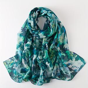 TEMU 보호 스타일 1pc 다크 그린 발리 양털 수채화 인쇄 스카프 - 100% 폴리에스테르 통기성 장식 숄 - 손 세탁 가능 무작위 패턴 경량 패션 나갈 수 있습니다.