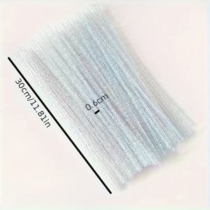 TEMU 100개 팩 반짝이 틴셀 파이프 클리너 - 30cm 반짝이 털실 줄기 DIY 공예 프로젝트, 크리스마스 장식 및 수제 창작 예술을 위한 원단 공예 용품