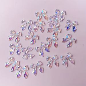 TEMU 50개 무지개 빛깔의 리본 네일 참 - DIY 매니큐어용 홀로그래픽 글리터 네일 아트 장식, 컬러풀 3D 나비 매듭 디자인, 창의적인 네일 아트 프로젝트에 완벽, 네일 액세서리