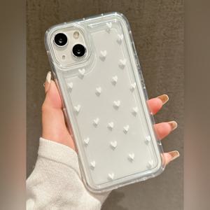 TEMU 하얀 사랑 심플하고 관대하며 투명한 에어백 방낙 휴대폰 케이스, Apple iPhone 16 15 14 11 XS XR X 8 7 Mini Plus Pro Max SE 시리즈 휴대폰 케이스에 적합, 할로윈 선물, 부활절 선물, 생일, , 남자친구, 친구 또는 자신에게