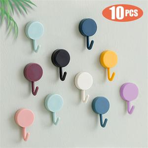 TEMU 욕실, 침실, 입구 문에 사용할 수 있는 10개의 스티키 벽 훅, 열쇠 훅, 코트 걸이, 자가 접착식 수건 훅 - 홈 데코 및 훅