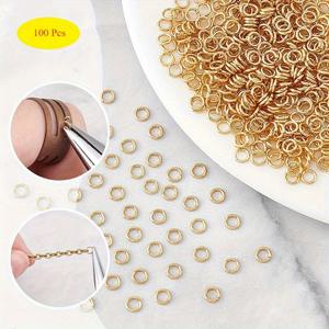 TEMU 200개/100개/50개 주얼리 제작용 오픈 점프 링, 키체인 및 목걸이용 4mm/6mm/8mm 골드/실버 스테인리스 스틸 분할 링, 304 스테인리스 스틸 연결 링 - 목걸이, 팔찌, 귀걸이, 키체인 소품