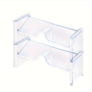 TEMU 2개 투명 플라스틱 쌓을 수 있는 안경 정리대 - 3단 패션 안경 & 안경 디스플레이 스탠드, 데스크탑 또는 카운터용, 스타일리시한 보관을 위한 투명 디자인