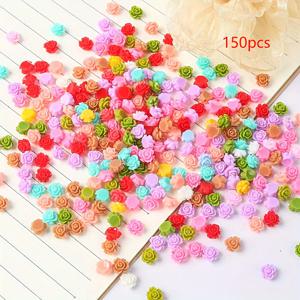 TEMU 50/100개 미니 수지 장미 꽃 볼록 비즈 네일 아트 장식, 주얼리 만들기 용품, 5mm, 3D 매력 액세서리
