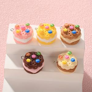 TEMU 5개 3D 미니 수지 재미있는 샌드위치 쿠키 펜던트, 귀여운 수지 장신구, DIY 목걸이 & 귀걸이 액세서리, 둥근 비즈 장신구 만들기 재료