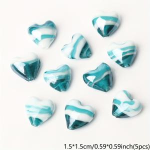 TEMU 5개의 무라노 스타일 세라믹 하트 비즈, 15mm 대형 램프워크 캔디 펜던트, DIY 러브 귀걸이 및 주얼리 만들기 액세서리