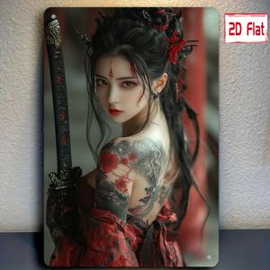TEMU 1개의 빈티지 문신 여성과 칼 금속 주석 표지판, 8x12 인치 벽 예술 장식, 쉬운 걸이를 위한 사전 드릴, 가정, 차고, 클럽, 레스토랑, 실외 벽 장식, 전기 불필요