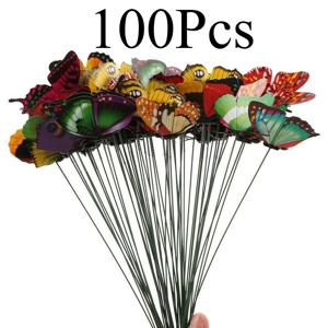 TEMU 100개 팩 클래식 3D 시뮬레이션 나비 정원 스테이크, 플라스틱 동물 테마 장식 폴, 야외 추수감사절 꽃꽂이용, 전기 또는 배터리 불필요