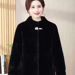 TEMU 여성용 우아한 겨울 코트, 모피로 제작되었습니다.