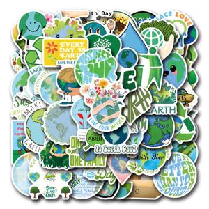 TEMU 55pcs 비닐 스티커 세트, 재사용 가능한 지구의 날 주제 스티커, 노트북, 물병, 수하물, 전화, 자전거, 스케이트보드용 - 자연을 사랑하는 사람들을 위한 혼합된 색상의 접착 라벨