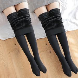 TEMU 2pcs 두꺼운 보온 타이즈 레깅스 여성 겨울용 고허리 탄력 슬림 섹시 투명 팬티스타킹